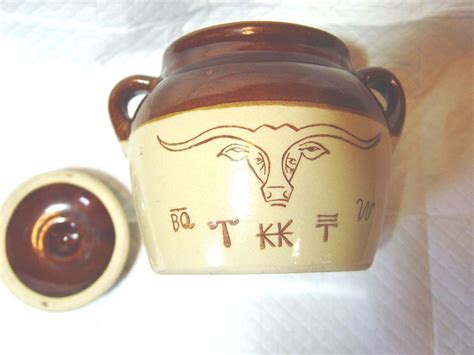 MAPLE LEAF USA POTTERY-STONEWARE -BULL AND BBQ ON THE CROCK WITH LID | Pottery, Stoneware, Ebay