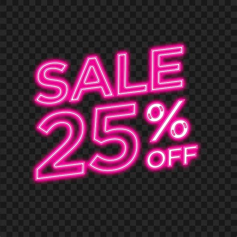 25% Percent Off Sale Neon Pink Sign PNG | Citypng