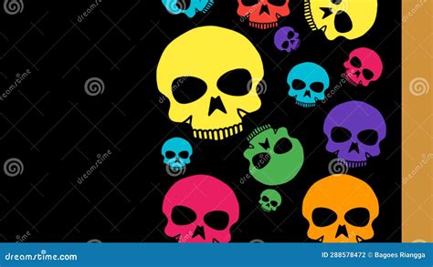 Wallpaper Colorful Skull Background Stock Illustration - Illustration ...