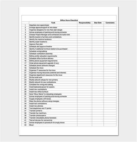 Printable Moving Out Of State Checklist