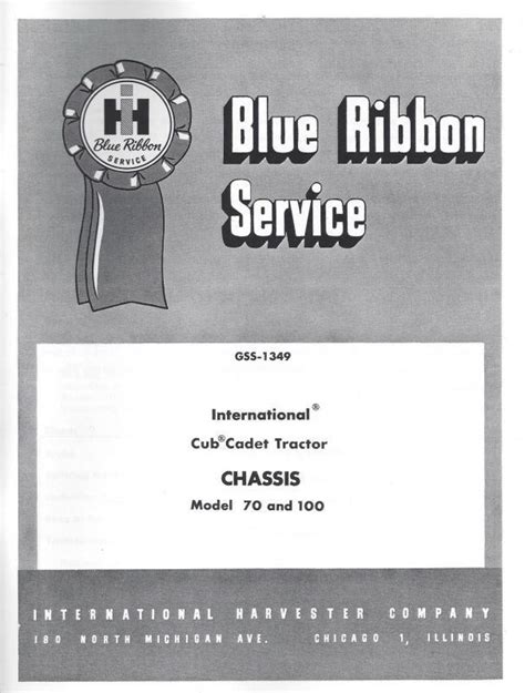 IH Book Store!. IH Blue Ribbon Service on Cub Cadet Chassis Service for ...