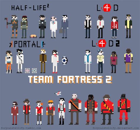 Team Fortress 2 pixel art there are so many more characters then Lfd, Lfd 2, Half-life2, and ...