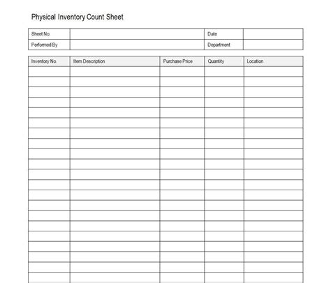 Free Inventory Count Sheet | Accounting | Timesheet Template - Free Printable Inventory Sheets ...