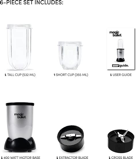 Magic Bullet, 4 Piece Accessories, Multi-Function High-Speed Blender ...