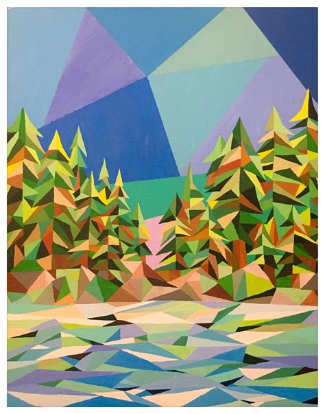 Forest in Geometrics Acrylics on Canvas Art, Inspiration, Nature, Painting, Geometric, Acrylics ...