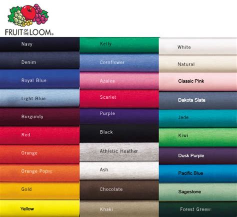 Fruit of the Loom Colors