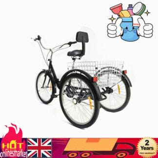 Folding Adult Tricycle 24” 3-Wheel Bicycle Bike 7 Speed Cruise Trike w ...