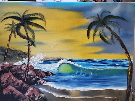 Sunset Wave/Bob Ross Style/Original Seascape. Oilpainting | Etsy Seascape Paintings, Oil ...