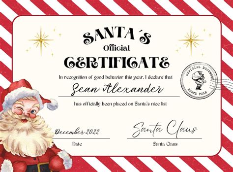 Santa Certificate EDITABLE Personalized Certificate From Santa Editable by Canva - Etsy