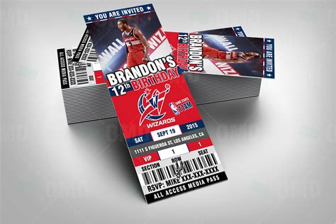 Washington Wizards Sports Ticket Style Party Invites – Sports Invites