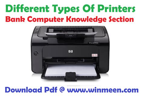 Different Types Of Printers Download Pdf | Bank computer Knowledge Section