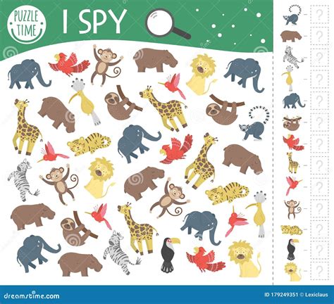 Tropical I Spy Game for Kids. Exotic Searching and Counting Activity for Preschool Children with ...