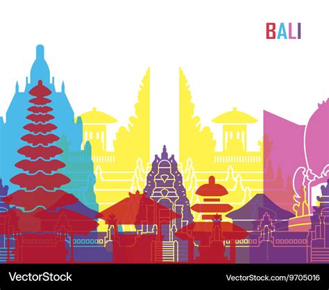 Bali skyline pop Royalty Free Vector Image - VectorStock