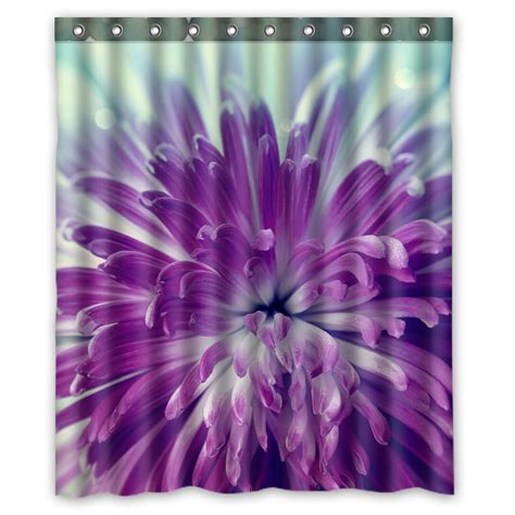 YKCG Big Blooming Flower Purple Violet Flower Shower Curtain Waterproof Fabric Bathroom Shower ...