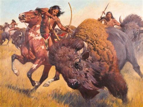 76: David Mann, Buffalo Hunt : Lot 76 | Western art, Native american art, Native american artwork