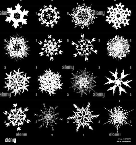 Set of illustrated snowflake shapes Stock Photo - Alamy