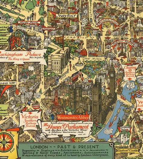 Pictorial Map of London Town 1938. Vintage Home Deco Style Old | Etsy