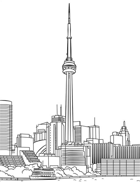 Toronto CN Tower Coloring Page - Free Printable Coloring Pages for Kids