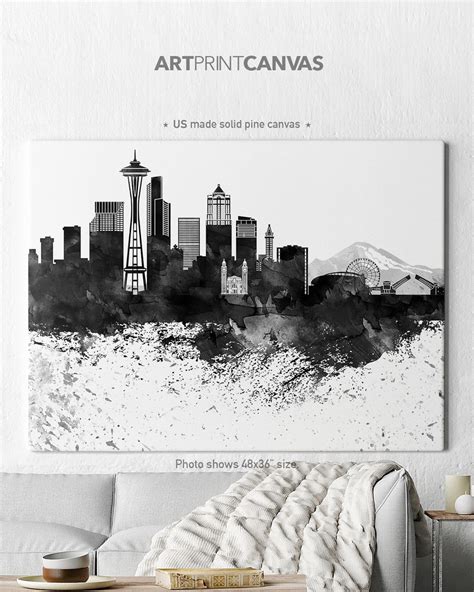 Seattle Skyline Canvas, Seattle Black and White Canvas, Seattle Canvas ...