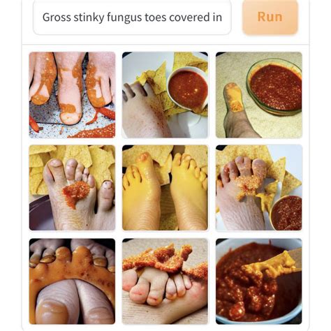 Gross stinky fungus toes covered in hot sauce and nacho cheese sauce ...