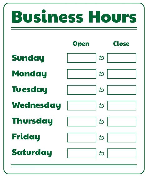 Business Hours Sign Template - 10 Free PDF Printables | Printablee