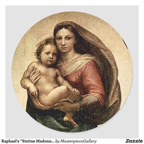 Raphael's "Sistine Madonna" Detail (circa 1513) Classic Round Sticker ...