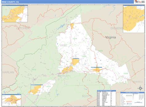 Wise County, Virginia Zip Code Wall Map | Maps.com.com