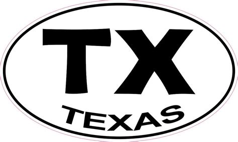 7.5in x 4.5in Oval TX Texas Sticker