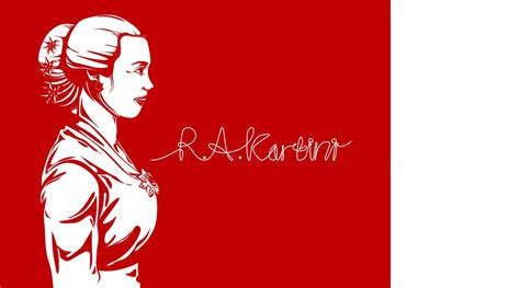 Raden Adjeng Kartini the heroes of women and human right in Indonesia. Pop art with waving flag ...