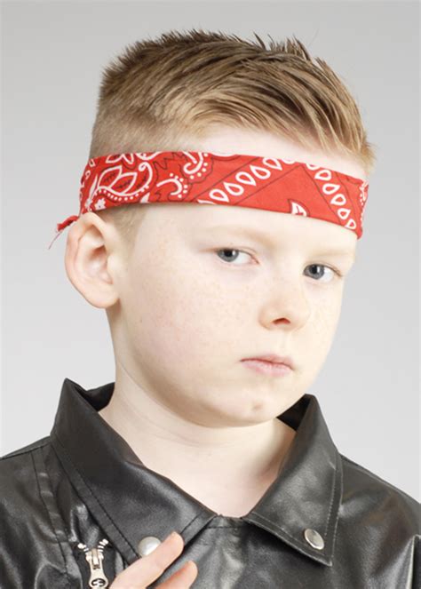 Kids 1980s Rockstar Red Bandana Head Scarf