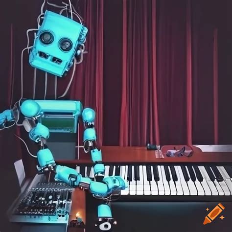 Robot playing synthesizer keyboard