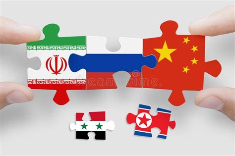 Puzzle Made from Flags of Iran,Russia, and China, Syria, North Korea ...