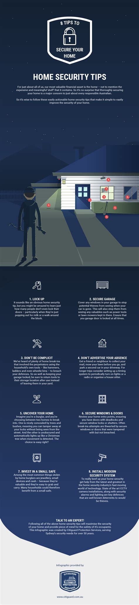 How To Secure Your Home With 8 Key Home Security Tips (Infographic)