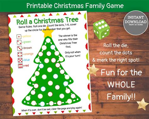 Roll a Christmas Tree Game Printable Dice Game Roll a | Etsy