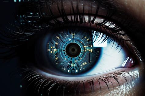 Premium AI Image | Sensor implanted chip into human eyeArtificial intelligence eye Generative ai