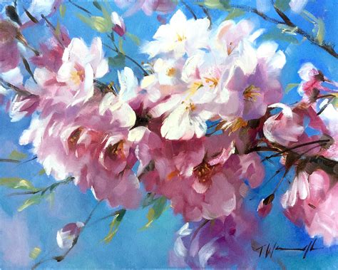 Cherry Blossom / Oil on canvas - Trevor Waugh Nature Paintings Acrylic, Oil Painting Flowers ...