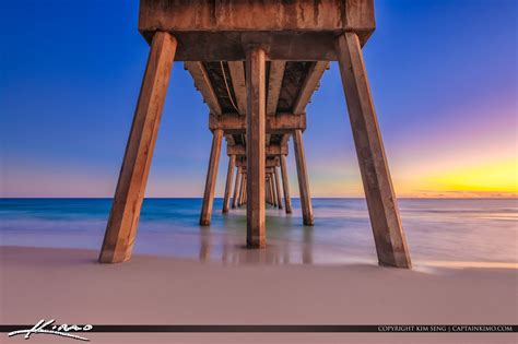 Pensacola Beach Gulf Pier from Under Sunset Florida | HDR Photography ...