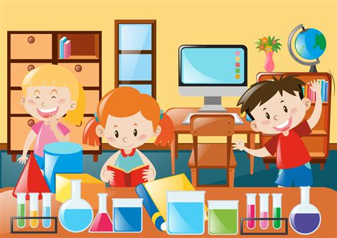 Kids learning in science classroom 370239 Vector Art at Vecteezy
