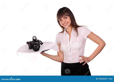 Pretty Young Girl with Dslr Camera Stock Photo - Image of lens, equipment: 13925246