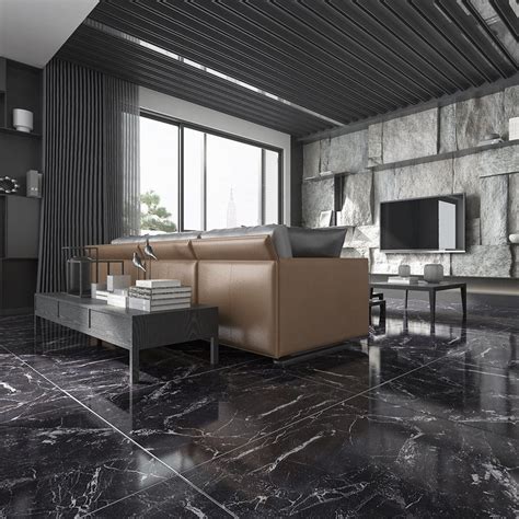 China 60X60 Glazed Surface Black Tile Flooring Modern Living Room - China Flooring Tile, Floor Tile