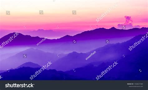 View On Purple Sunset Mountains Stock Photo 1358637389 | Shutterstock