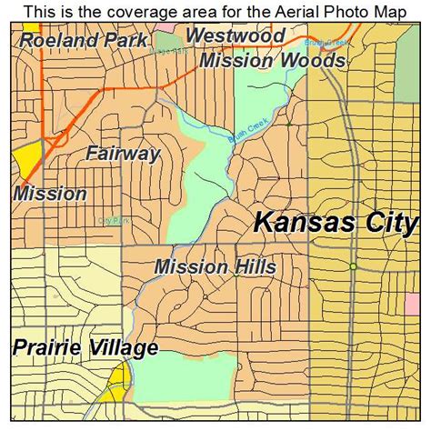 Aerial Photography Map of Mission Hills, KS Kansas