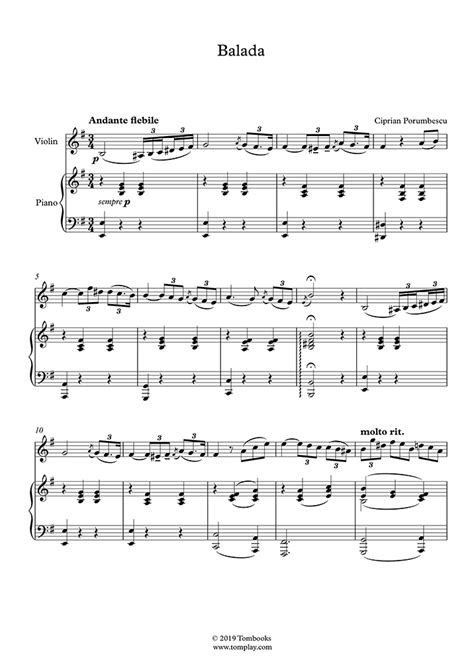 Balada (Porumbescu) - Violin Sheet Music