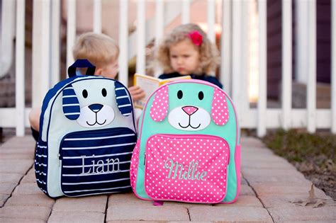 Preschool Backpack - Monogram Backpack - Puppy Knapsack - Girls ...