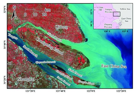 Study area: Chongming Island, Shanghai, China. The background picture... | Download Scientific ...
