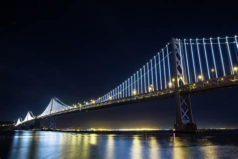 San Francisco Bay Bridge With Led Lights by Halbergman