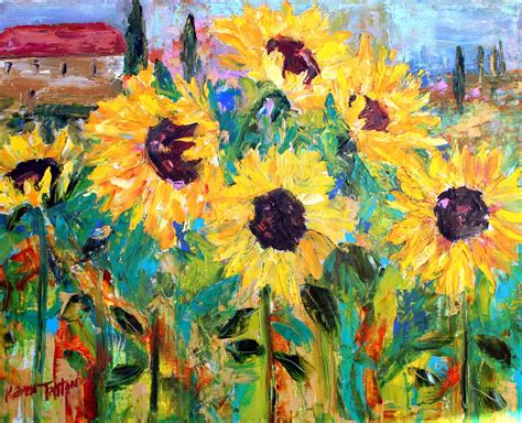 Original oil painting Sunflower Sunshine landscape abstract