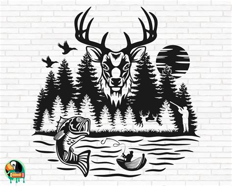 Deer Hunter SVG, Deer Hunting svg, Fishing svg, Outdoor Scenery svg, Deer Scene svg, Hunt svg ...