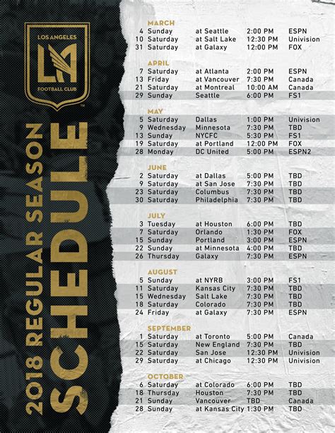 Schedule | LAFC.com - Worksheets Library