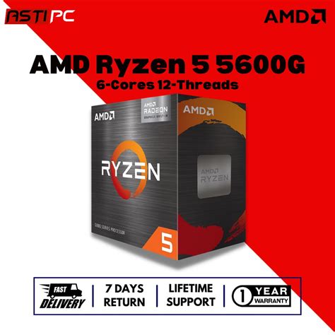 AMD Ryzen 5 5600G 6-Cores 12-Threads Desktop Processor with Radeon ...